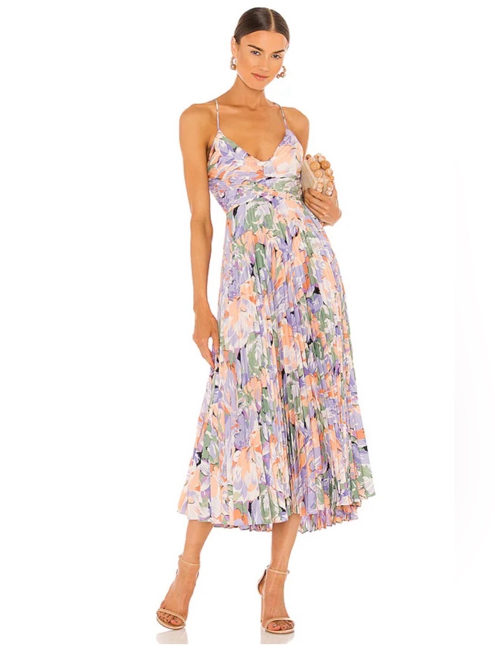 Astr Blythe Floral Plisse Midi Dress 
Floral Pleated with Spaghetti Straps